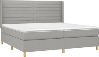 vidaXL Vidaxl - Cama Box Spring Con Colch&oacute;n Tela Y Led Gris Claro 200x200 Cm