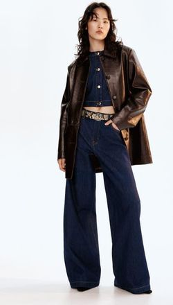 H&M Wide High Jeans in Dark Denim Blue at Nordstrom, Size 10