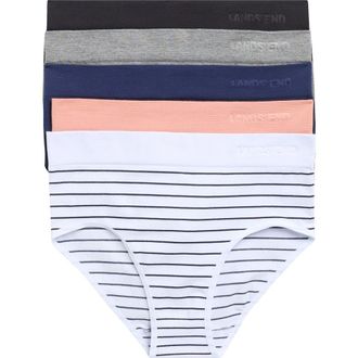 Lands End 5-Pack Cotton Comfort Seamless Bikini Briefs in White Stripe Pack at Nordstrom Rack, Size X-Large