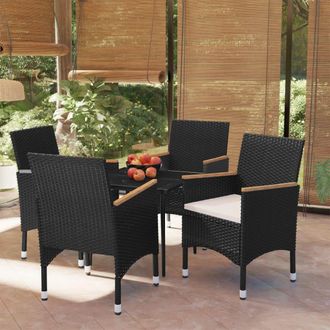 vidaXL Juego De Comedor De Jard&iacute;n 5 Piezas Con Cojines Negro Vidaxl