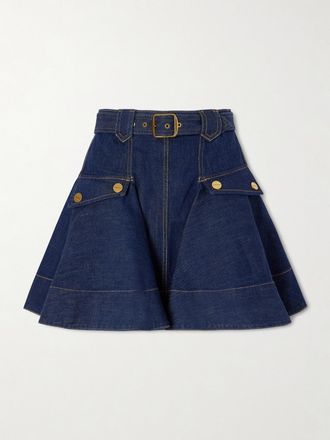 Zimmermann Minigonna In Denim Con Cintura - Blu