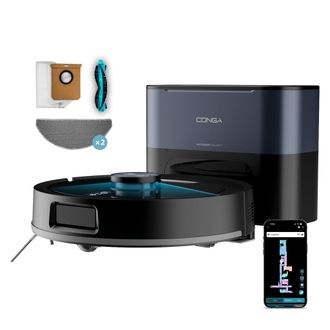 Cecotec Cecotec Robot Aspirador Y Friegasuelos Con Base Autovaciado Conga Y60 Dark. Navegaci&oacute;n L&aacute;ser, 13000pa, Autonom&iacute;a 200mins