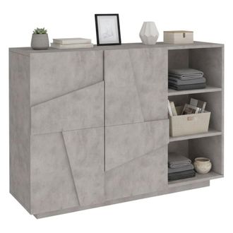 Dmora Mueble De Entrada Con 2 Puertas Y Estantes Abiertos, Made In Italy, Entratina Moderna, Aparador Para Atrio, 121x38h86 Cm, Color Gris Pizarra, Con Emba