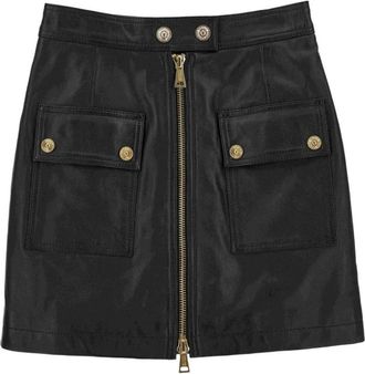 Versace Jeans Couture Schapen Napa Leren Minirok - Dames - Leren & Su&egrave;de rokken - Zwart - 2XS - Leer - Rokken
