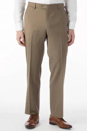 Ballin Super 130S Loro Piana Wool Gabardine Flat Front Trouser - Park Traditional Fit In British Tan