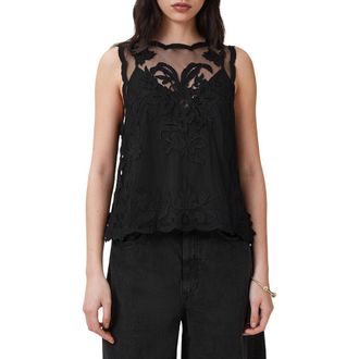 AllSaints Rye Embroidered Sleeveless Top in Black at Nordstrom Rack, Size 8 Us / 12 Uk