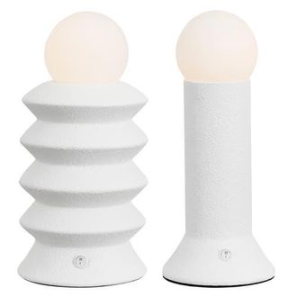 Jonathan Y Designs Soren 13 Ceramic/Glass Geometric Integrated LED Table Lamp in White at Nordstrom