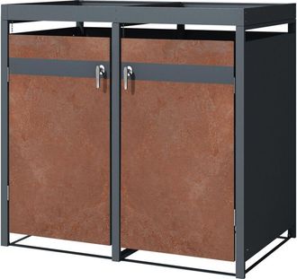 ML Design Ml-design Cobertizo Con Macetero Para 4 Cubos De Basura De 240l 264x80x124cm Antracita Con Acabado &Oacute;xido Mueble Cubrecontenedor De Acero Resistente Co