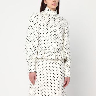 Valentino White single-breasted jacket with black polka dots