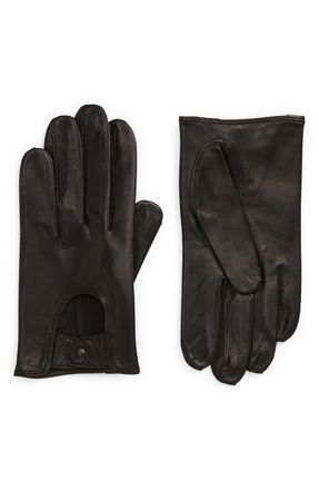 Seymoure Mens Seymoure Washable Leather Driver Gloves in Black at Nordstrom, Size Medium