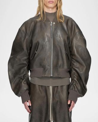 Rick Owens Men & apos;s Secchia Flight Leather Bomber Jacket
