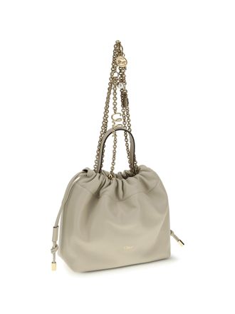 Chlo&eacute; Womens Icons Leather Chain Shoulder Bag Cloudy Cream Lamb Ovis Aries