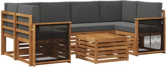 vidaXL Conjunto De Sof&aacute;s De Exterior 7 Uds. Natural Y Antracita Vidaxl