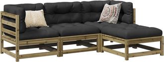 vidaXL Juego De Sof&aacute;s De Jard&iacute;n 4 Pzas Madera De Pino Impregnada Vidaxl