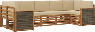 vidaXL Conjunto De Sof&aacute;s De Exterior 6 Uds. Natural Vidaxl