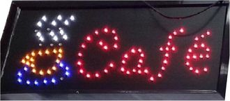 Trade Shop Trade Shop Traesio - Trade Shop - Letrero Led Din&aacute;mico Iluminado Con La Palabra caf&eacute; Y Taza Humeante