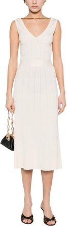Elisabetta Franchi Gebreide midi-jurk - Dames - Kleedjes - Wit - L - Kleedjes