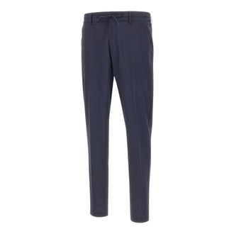 HUGO BOSS Broeken, Heren, Blauw, L, Wol, Slim Vouwbare Wolbroek