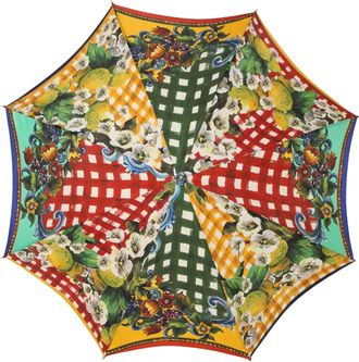 Dolce & Gabbana Womens Multicolor Carretto Siciliano Print Collapsible Umbrella Polyester Accessory