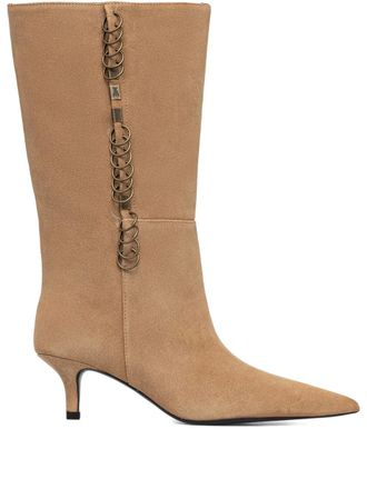 Patrizia Pepe 55mm chain-detail pointed-toe boots - Neutrals