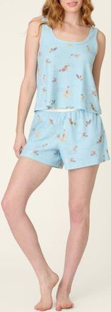 PJ Salvage Print Boyfriend Boxer Shorts Pajamas in Cloud Blue at Nordstrom, Size X-Small