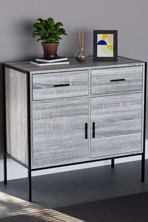 Home Discount Vida Designs Brooklyn 2 Door 2 Drawer Sideboard Cabinet Unit Storage 795 x 830 x 400 mm in Grey