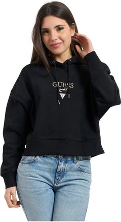Guess Embroidered Logo Hoodie - Dames - Hoodies - Zwart - M - Katoen - Hoodies & sweatvesten