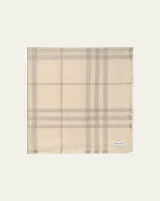 Burberry Wide Reversible Check Wool Silk Scarf