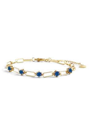 Mint & Lily Paperclip Bracelet with Gemstone Accents in September Sapphire /7.5 at Nordstrom