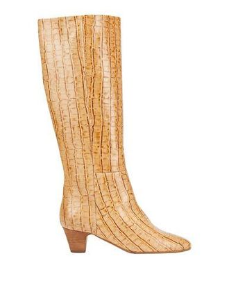 8 by YOOX CROC PRINTED LEATHER ALMOND-TOE HIGH BOOT