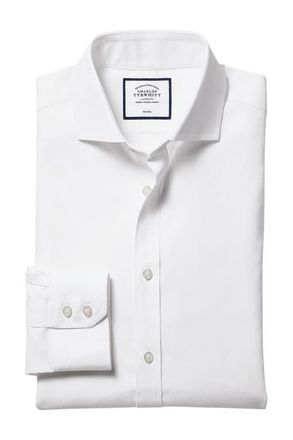 CHARLES TYRWHITT Non-Iron Twill Cutaway Slim Fit Shirt Single Cuff in White at Nordstrom, Size 16.5