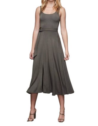 Good American Belted Swing Tank Dress In Sage