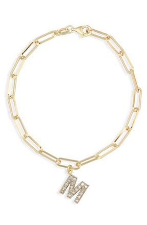 Meshmerise Diamond Initial Charm Bracelet in Yellow-M at Nordstrom Rack