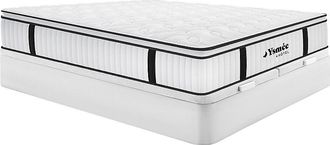 Vente-Unique Conjunto de somier arc&oacute;n blanco + colch&oacute;n ign&iacute;fugo de muelles ensacados y topper integrado de 28cm - DELICE de YSM&Eacute;E HOTEL