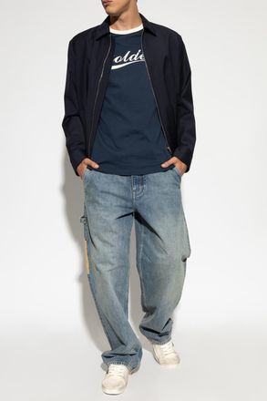 Golden Goose T-shirt With Logo, Mens, Navy Blue