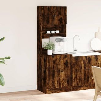 Berkfield Home Kitchen Cabinet Smoked Oak 60x50x180 cm Engineered Wood in Brown | Size: 60 x 50 x 180 cm
