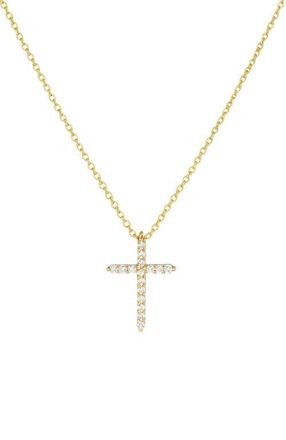 Hollywood Sensation Timeless Grace CZ Cross Pendant Necklace in Gold at Nordstrom, Size 18