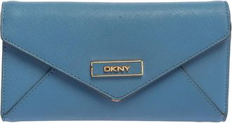 DKNY Dkny Blue/pink Leather Long Trifold Wallet