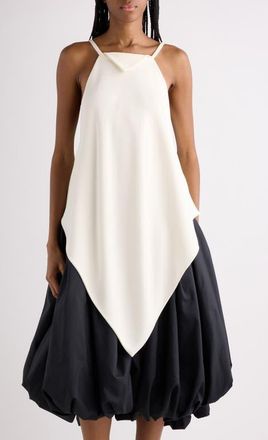 Balenciaga Wool & Silk Crepe Scarf Top in 9002 Ivory at Nordstrom, Size 10 Us