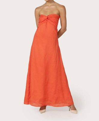 Lusana Melody Maxi Dress In Salsa Coral
