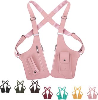 Generic Double Shoulder Armpit Bag, New Multi-Pocket Anti-Theft Double Shoulder Bag, Adjustable Strap, Leisure Water Resistant Crossbody Packs (1 Pcs*Pink)