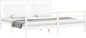 vidaXL Vidaxl - Estructura De Cama Con Cabecero Madera Maciza Blanco 200x200 Cm