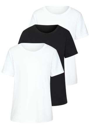 Beach Time T-Shirt BEACHTIME mit modischem Schlitz am Saum, Damen, Gr. 32/34, schwarz-weiss (wei&szlig;, schwarz), Single Jersey, Obermaterial: 100% Baumwolle, unifarb