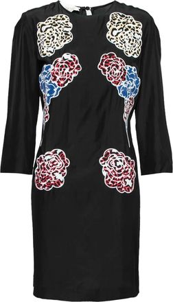 Stella McCartney Abito corto con ricamo floreale - Nero