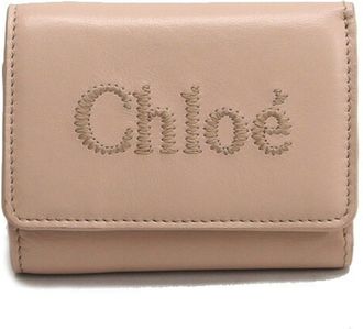 Chlo&eacute; Pink Beige Leather Wallet (Tri-Fold) (Pre-Owned)