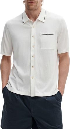 Rag & Bone Conrad Silk & Cotton Dalton Knit Button-Up in Chalk at Nordstrom, Size Xx-Large