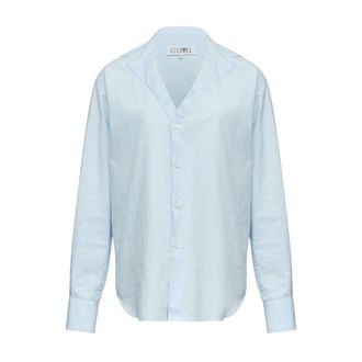Maison Margiela Shirts, female, Blue, Size: S V-neck Long-sleeve Shirt