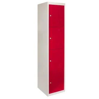 MonsterShop Monster Racking - Monstershop - Taquilla Met&aacute;lica Para Montar Con 4 Puertas Rojas 45x38x180cm Con Estantes Llaves Imanes Portatarjetas Nombre N&uacute;mero C