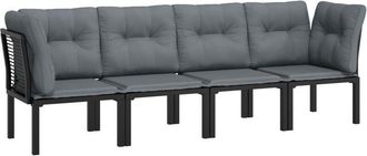 vidaXL Set De Muebles De Jard&iacute;n 4 Piezas Rat&aacute;n Sint&eacute;tico Negro Y Gris Vidaxl