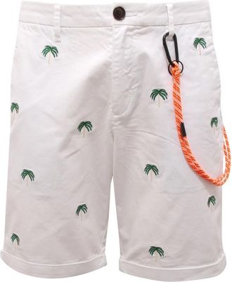 Sun 68 Bermuda Chino Embroidery - Heren - Korte Broeken - Wit - W33 - Katoen - Korte Broeken